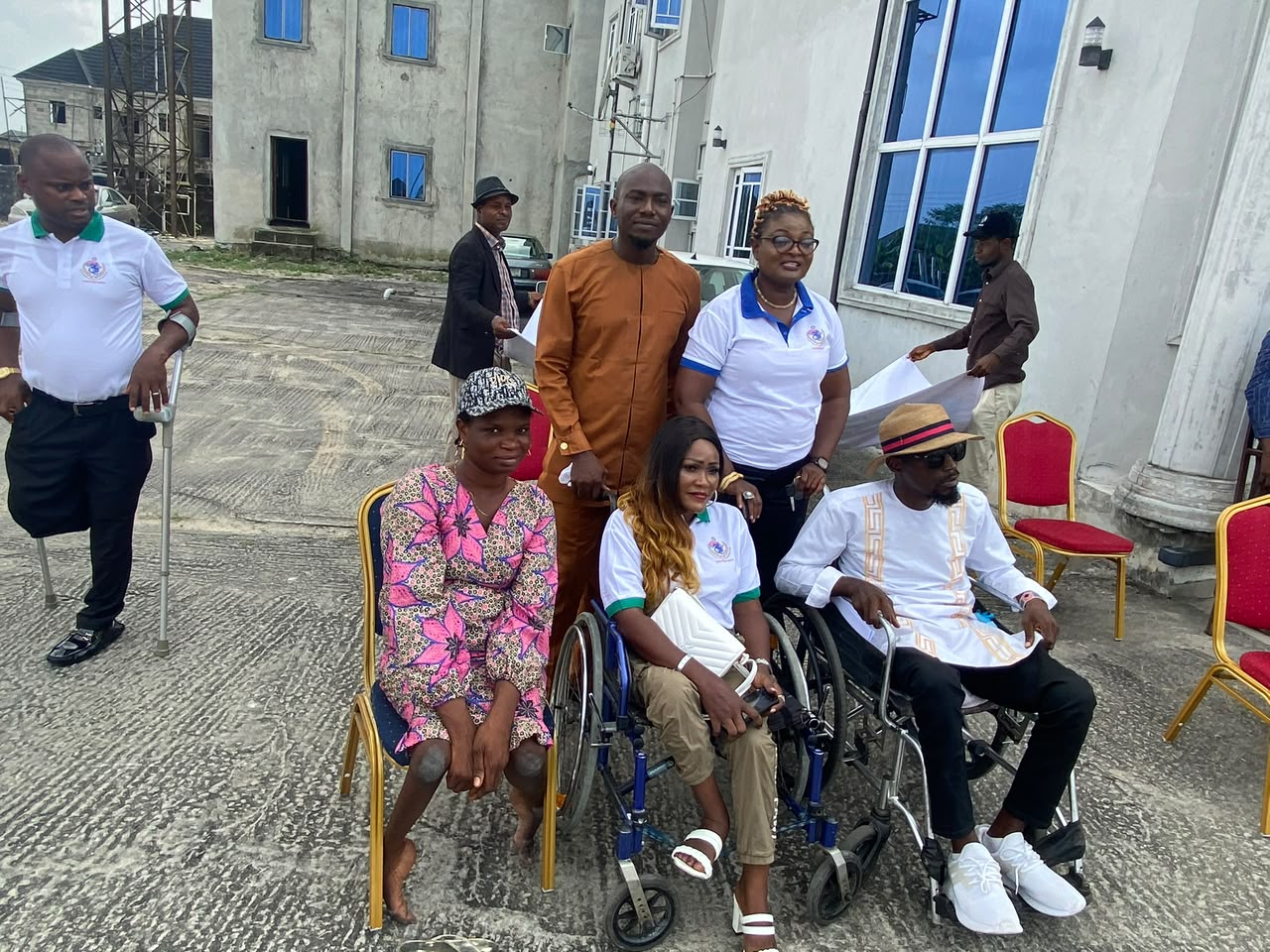 Wheelchairs and crutches at the IDPD 2021 gathering in Warri